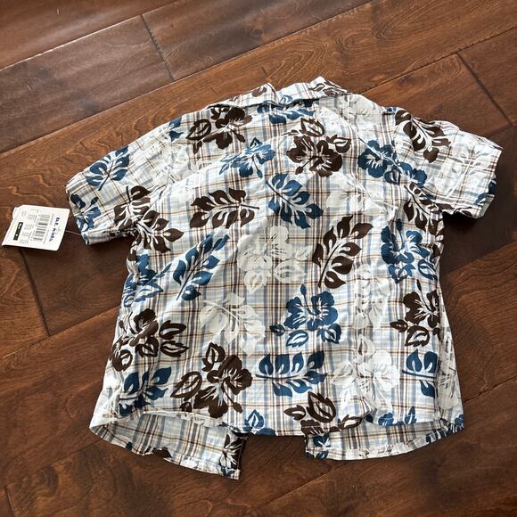 BT Kids Boys Size 5 Hawaiian Shirt Blue Brown Floral NEW Collared Button Down - Picture 5 of 5